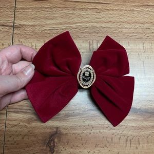 Oversized Red Velvet Rose Bow French Barrette Hair Clip